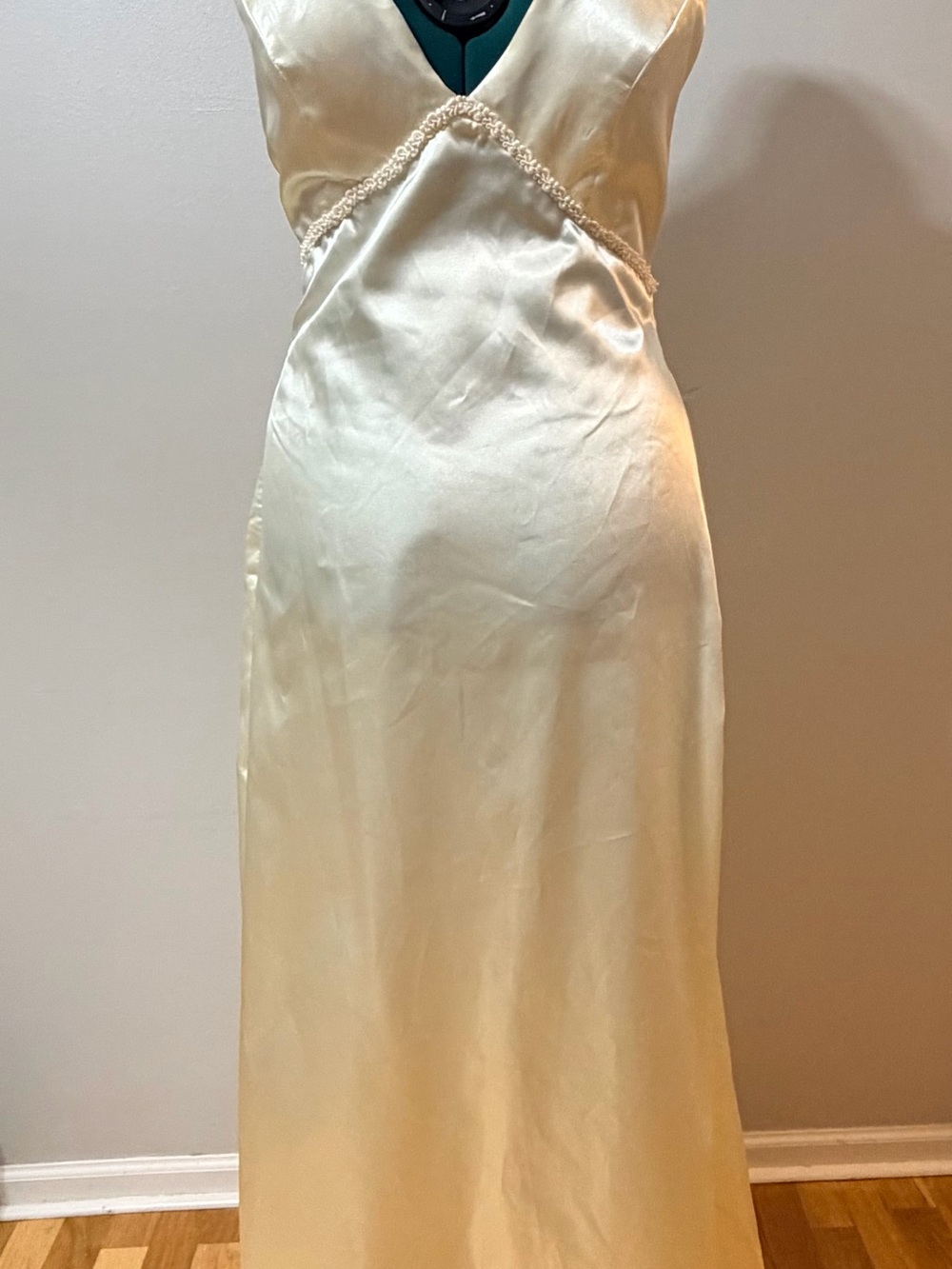 Vintage, handmade Satin V-Neck Wedding Slip Dress